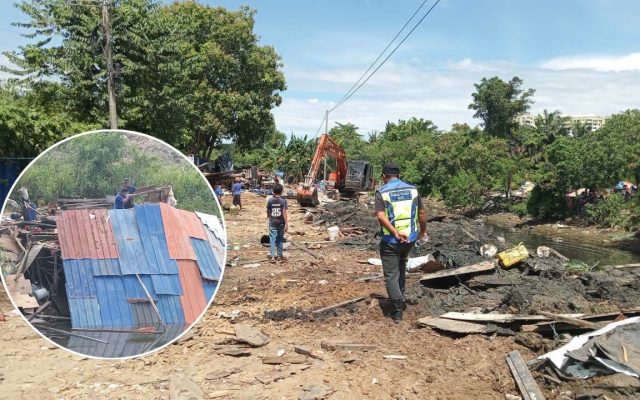 DBKK roboh 39 rumah setinggan haram di belakang Likas Square