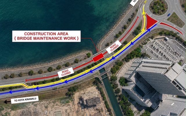 Laluan ‘contra-flow’ di Jalan Tun Fuad Stephen berkuat kuasa mulai esok – JKR Sabah