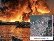 Rumah setinggan atas air terbakar di Kampung Numbak