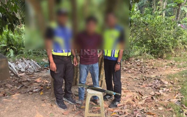 Penceroboh kebun ‘kantoi’ bawa senapang angin guli buatan sendiri