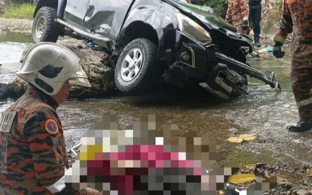 Wanita maut, pacuan empat roda terbabas masuk sungai di Ranau